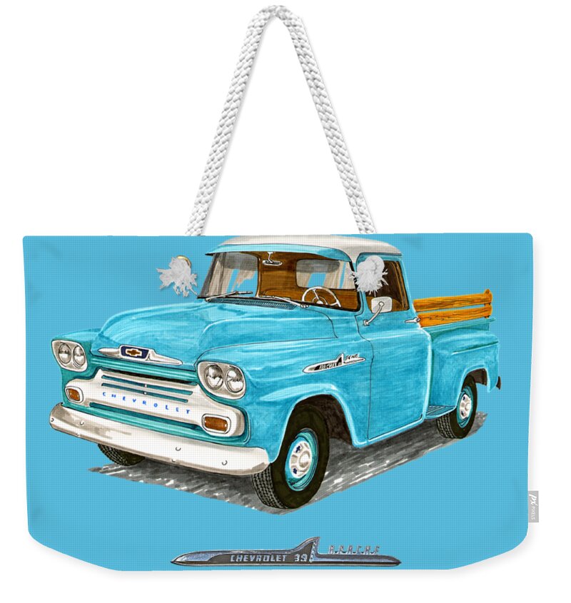 1958 Weekender Tote Bag featuring the painting Apache Pick up Truck by Jack Pumphrey