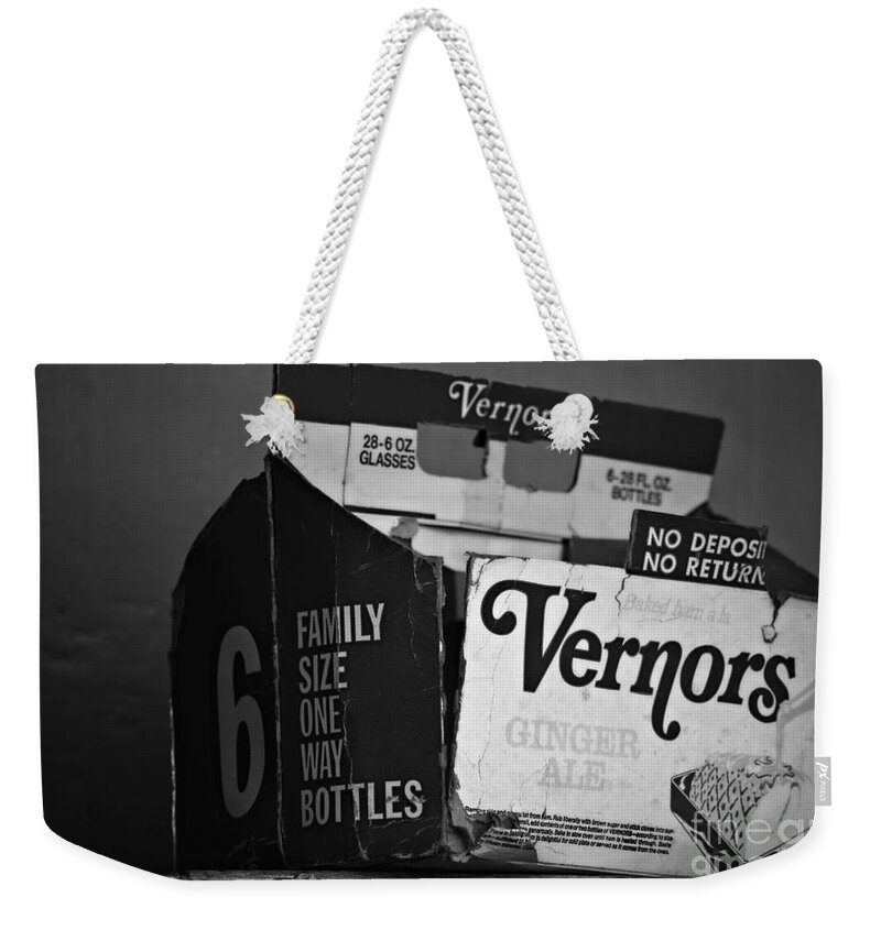 Vernors Box Weekender Tote Bag featuring the photograph 1960's Vernors Pop Box by Sandra Church