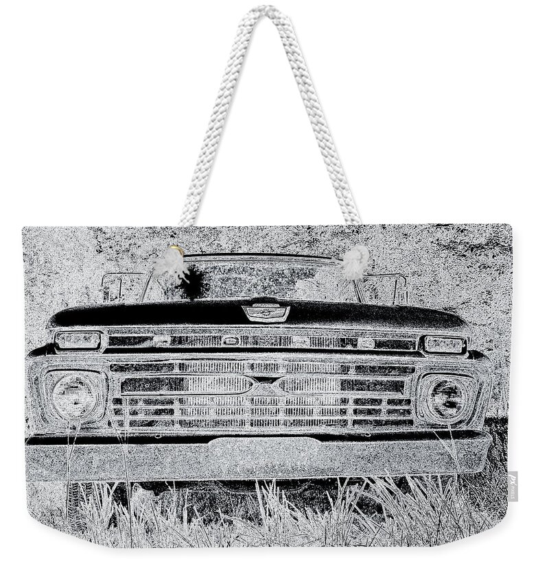1966 Ford F100 Sketch Weekender Tote Bag featuring the photograph 1966 Ford F100 Sketch by Lisa Wooten