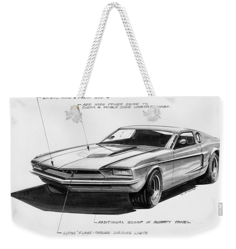 1966 Ford Mustang Mach 1 Weekender Tote Bag featuring the digital art 1966 Ford Mustang Mach 1 by Maye Loeser