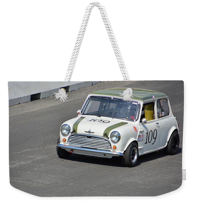 1966 Weekender Tote Bag featuring the photograph 1966 Morris Mini Cooper S by Mike Martin