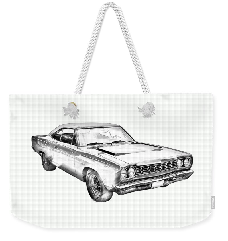 Car Weekender Tote Bag featuring the photograph 1968 Plymouth Roadrunner Muscle Car Illustration by Keith Webber Jr