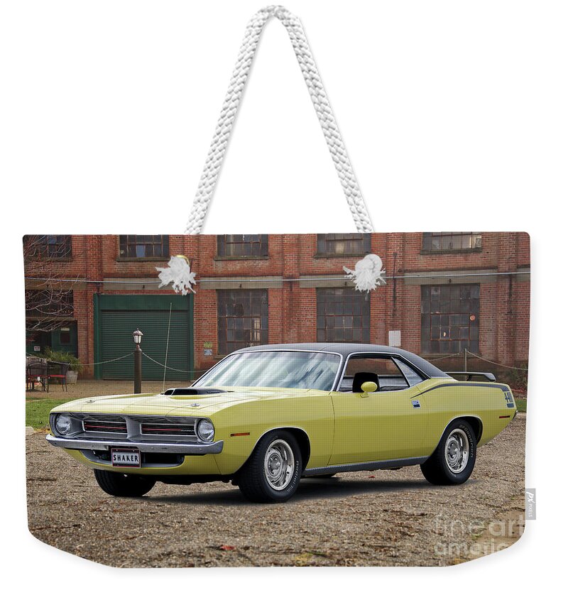  Automobile Weekender Tote Bag featuring the photograph 1970 Plymouth Barracuda 440-6 by Dave Koontz