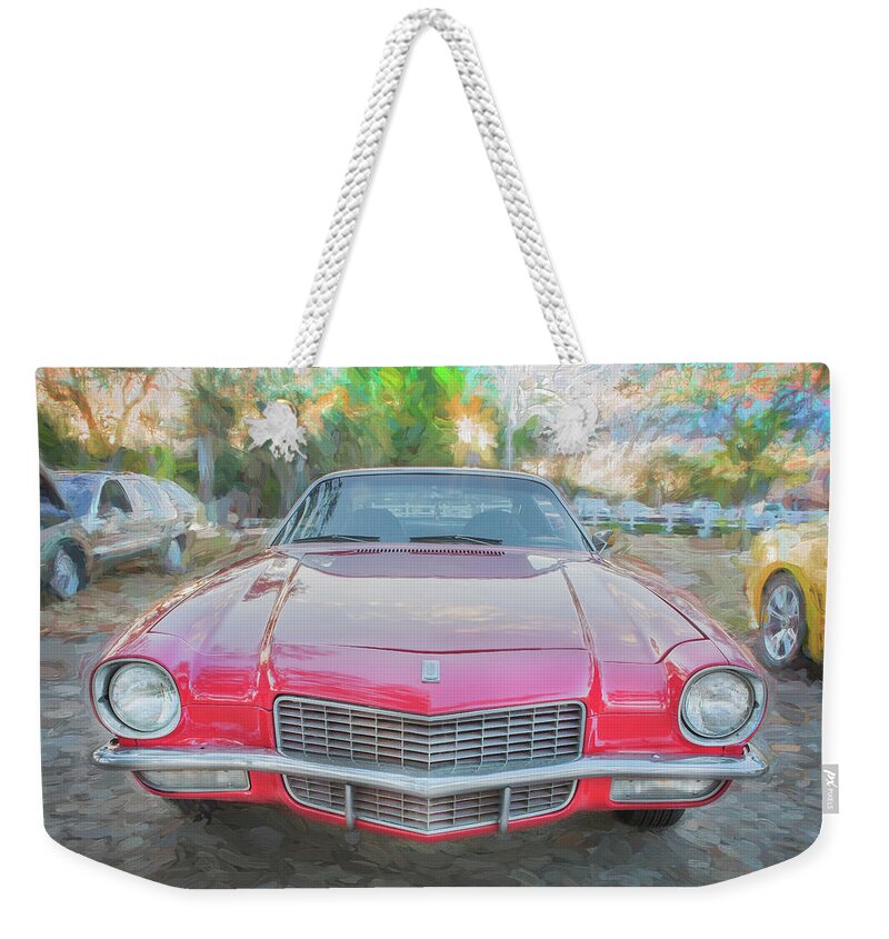 1971 Chevrolet Camaro Weekender Tote Bag featuring the photograph 1971 Chevrolet Camaro c130 by Rich Franco