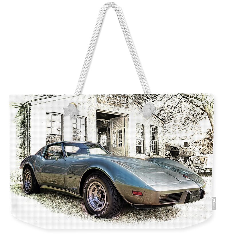 1976 Weekender Tote Bag featuring the photograph 1976 Corvette Stingray by Susan Rissi Tregoning
