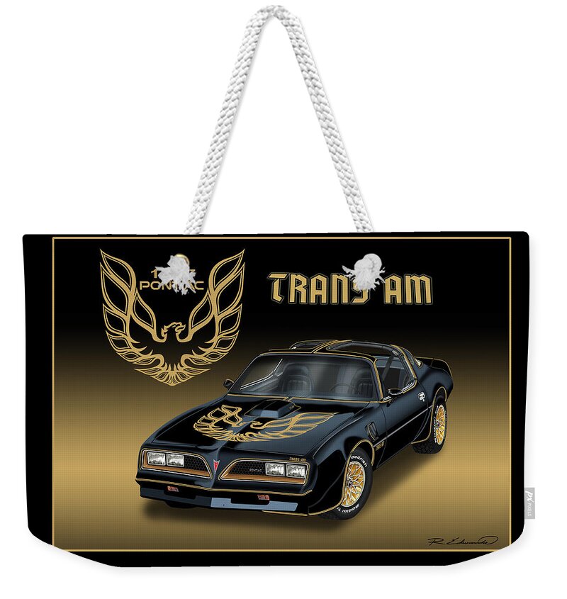 Pontiac Weekender Tote Bag featuring the painting 1977 Pontiac Trans AM Bandit by Rudy Edwards
