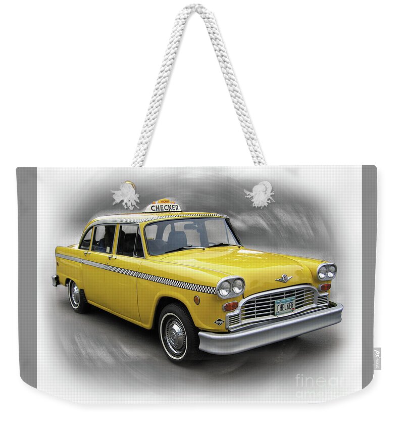 Checker Weekender Tote Bag featuring the photograph 1982 Checker Cab by Ron Long