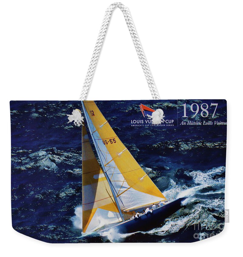 America Weekender Tote Bag featuring the photograph 1987 America's Cup History by Chuck Kuhn