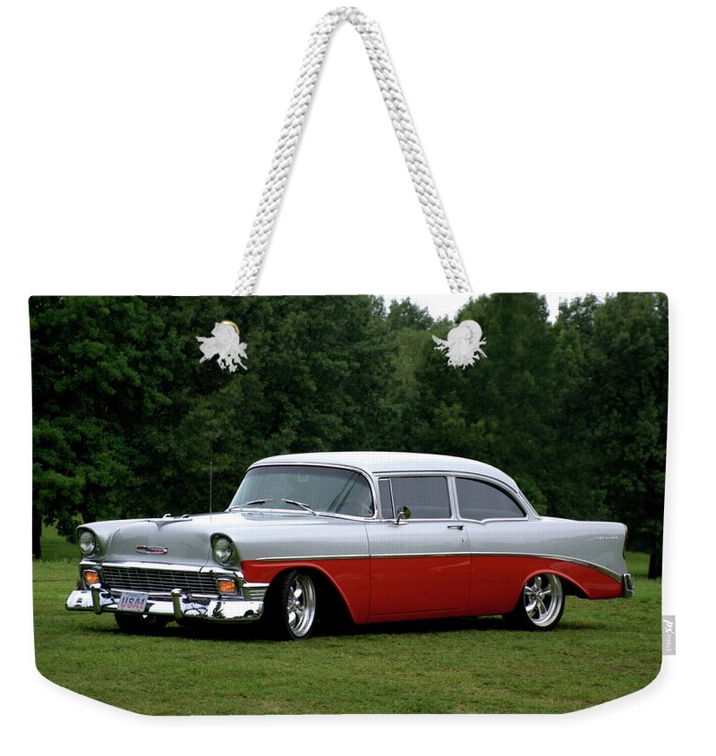 1956 Weekender Tote Bag featuring the photograph 1956 Chevrolet by Tim McCullough