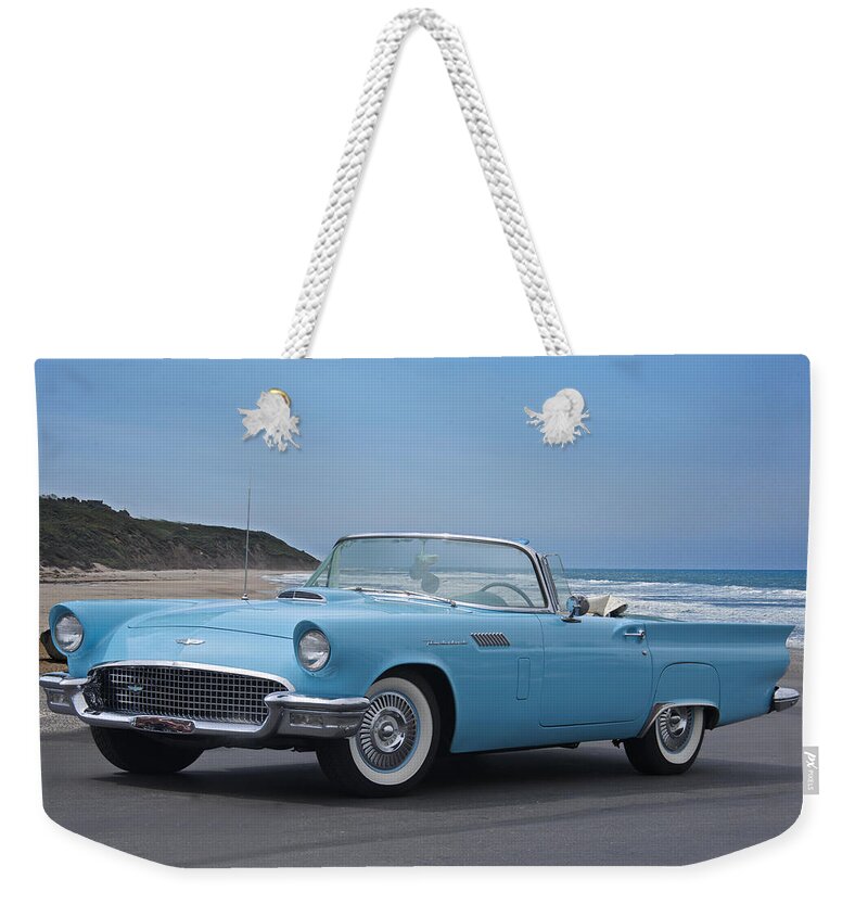 Automobile Weekender Tote Bag featuring the photograph 1957 Ford Thunderbird Convertible #2 by Dave Koontz