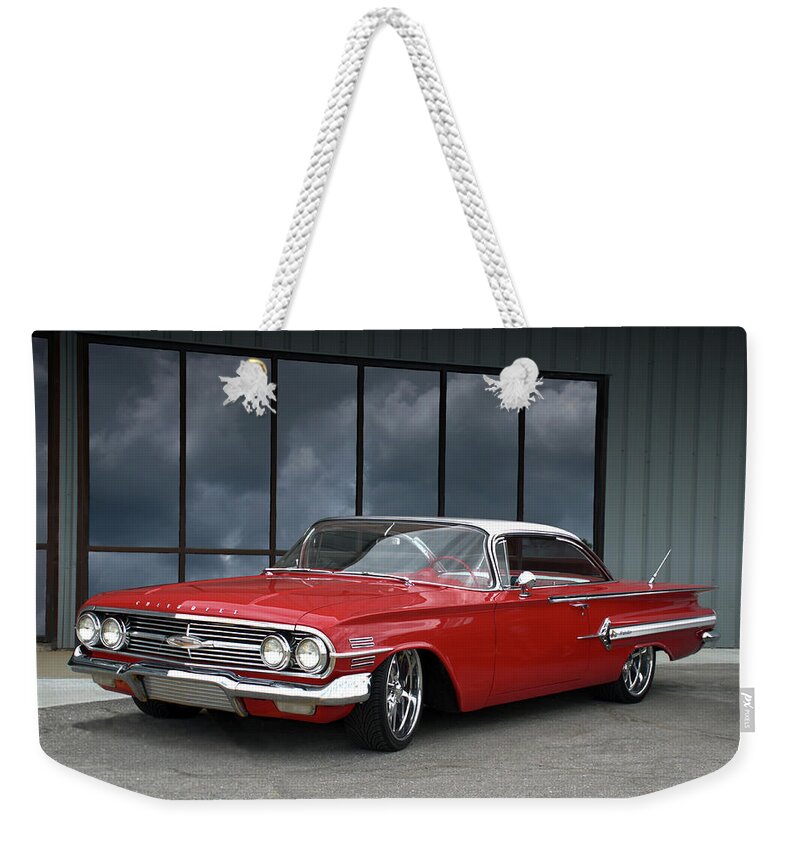 1960 Weekender Tote Bag featuring the photograph 1960 Chevrolet Impala by Tim McCullough