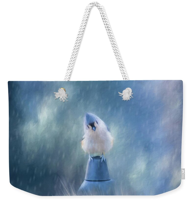 Bird Weekender Tote Bag featuring the photograph April Showers #2 by Cathy Kovarik