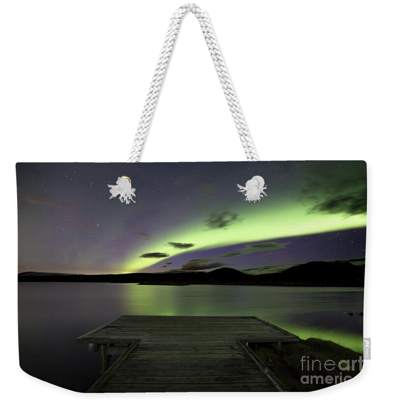 29.09.16 Weekender Tote Bag featuring the photograph Aurora Borealis Over thingvellir iceland #2 by Gunnar Orn Arnason