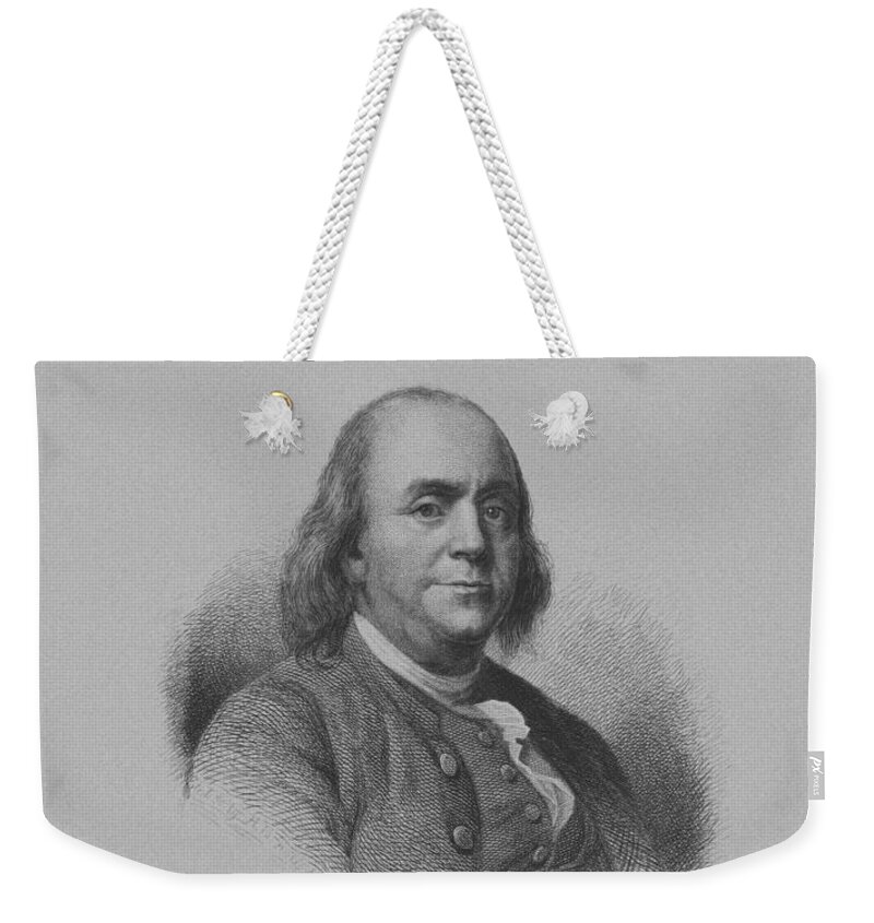 Benjamin Franklin Weekender Tote Bag featuring the mixed media Benjamin Franklin by War Is Hell Store