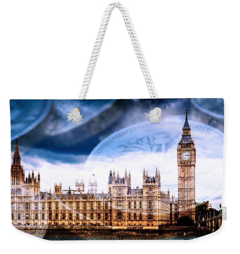 Big Ben London Weekender Tote Bag featuring the photograph Big Ben and Houses of Parliament with Thames #3 by John Williams