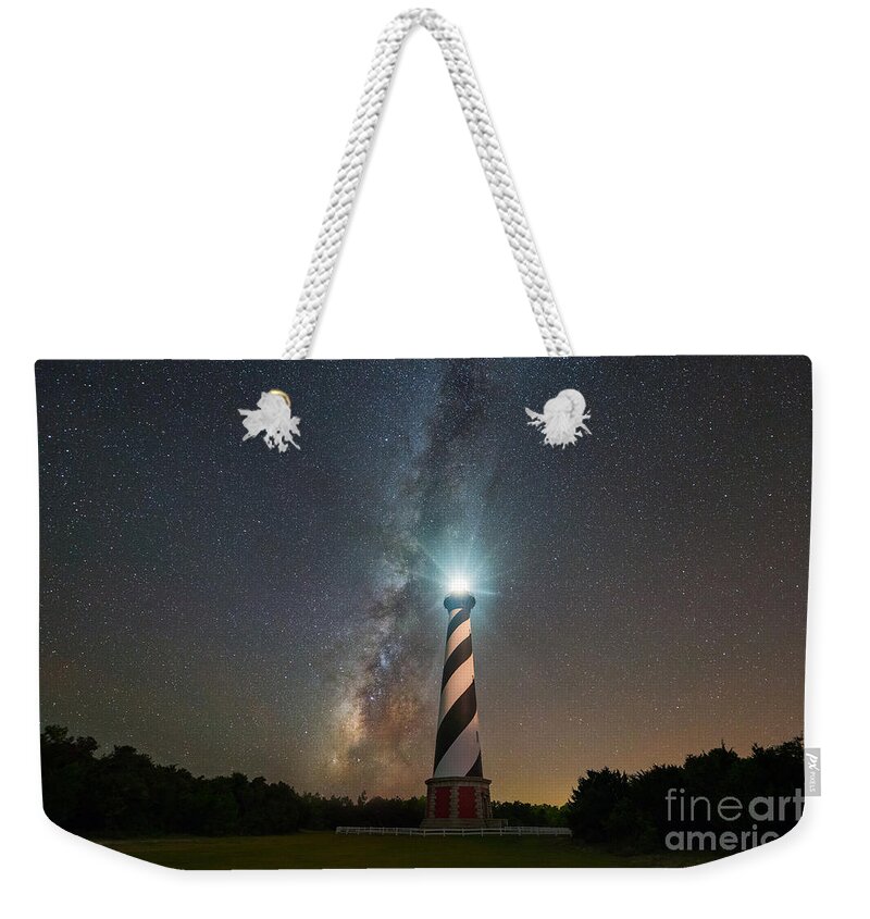 Cape Hatteras Lighthouse Weekender Tote Bag featuring the photograph Cape Hatteras Lighthouse Milky Way #2 by Michael Ver Sprill