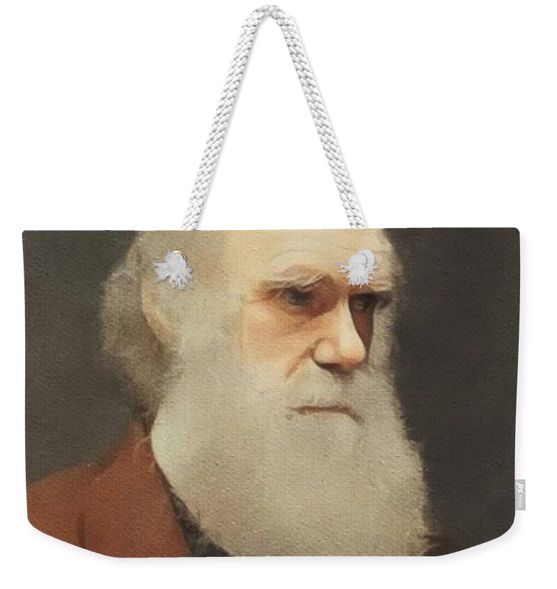 Charles Weekender Tote Bag featuring the painting Charles Darwin, Scientist #2 by Esoterica Art Agency