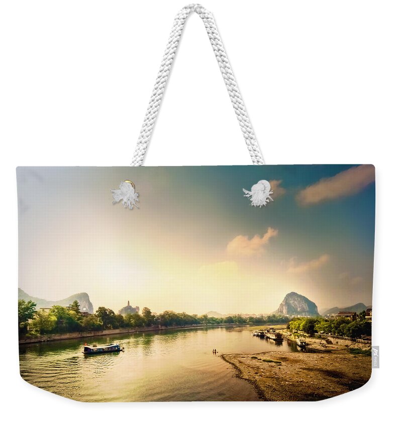 China Weekender Tote Bag featuring the photograph China Guilin landscape scenery photography-4 by Artto Pan