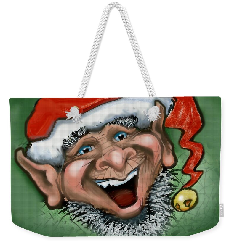 Christmas Weekender Tote Bag featuring the greeting card Christmas Elf #2 by Kevin Middleton