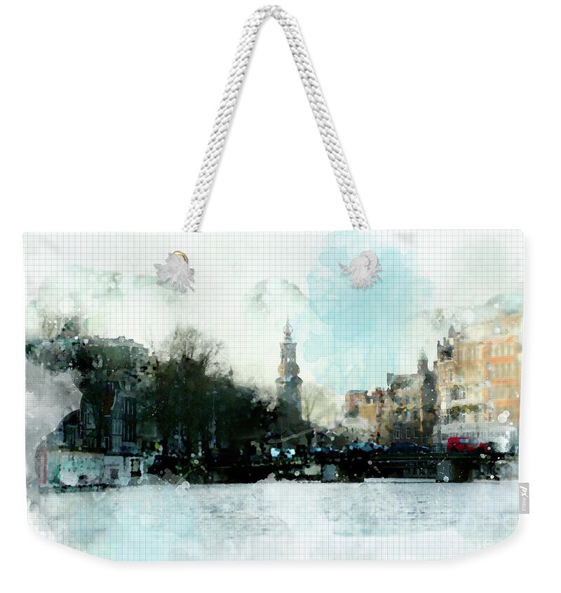 Dutch Weekender Tote Bag featuring the digital art City Life In Watercolor Style #1 by Ariadna De Raadt
