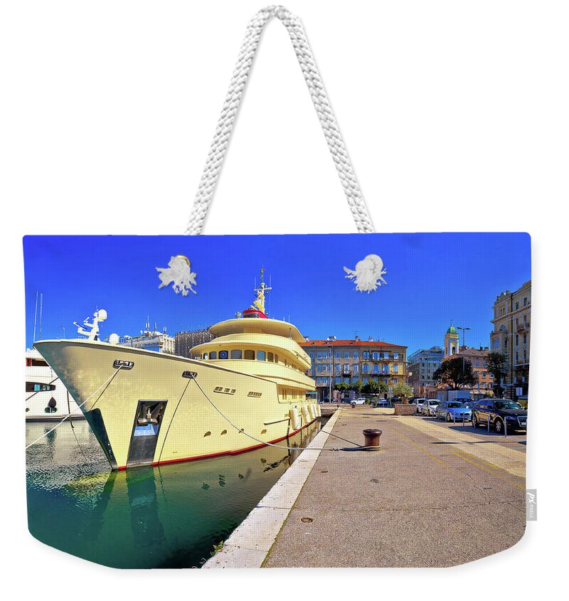 Rijeka Weekender Tote Bag featuring the photograph City of Rijeka yachting waterfront panoramic view #2 by Brch Photography