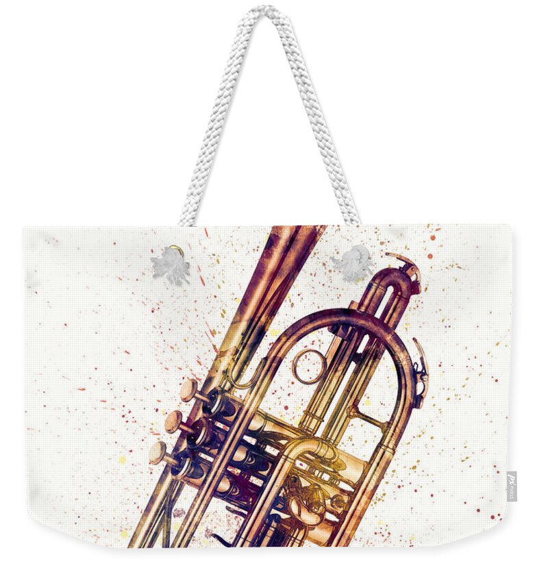 Cornet Weekender Tote Bag featuring the digital art Cornet Abstract Watercolor #2 by Michael Tompsett