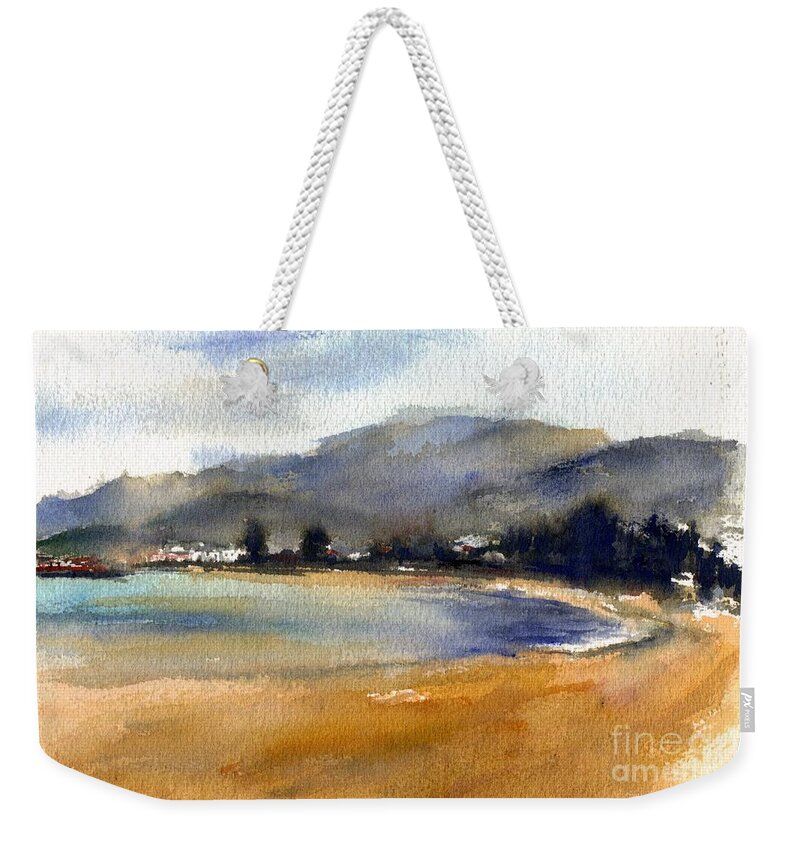 House Weekender Tote Bag featuring the painting Delta river in Georgioupolis #2 by Karina Plachetka