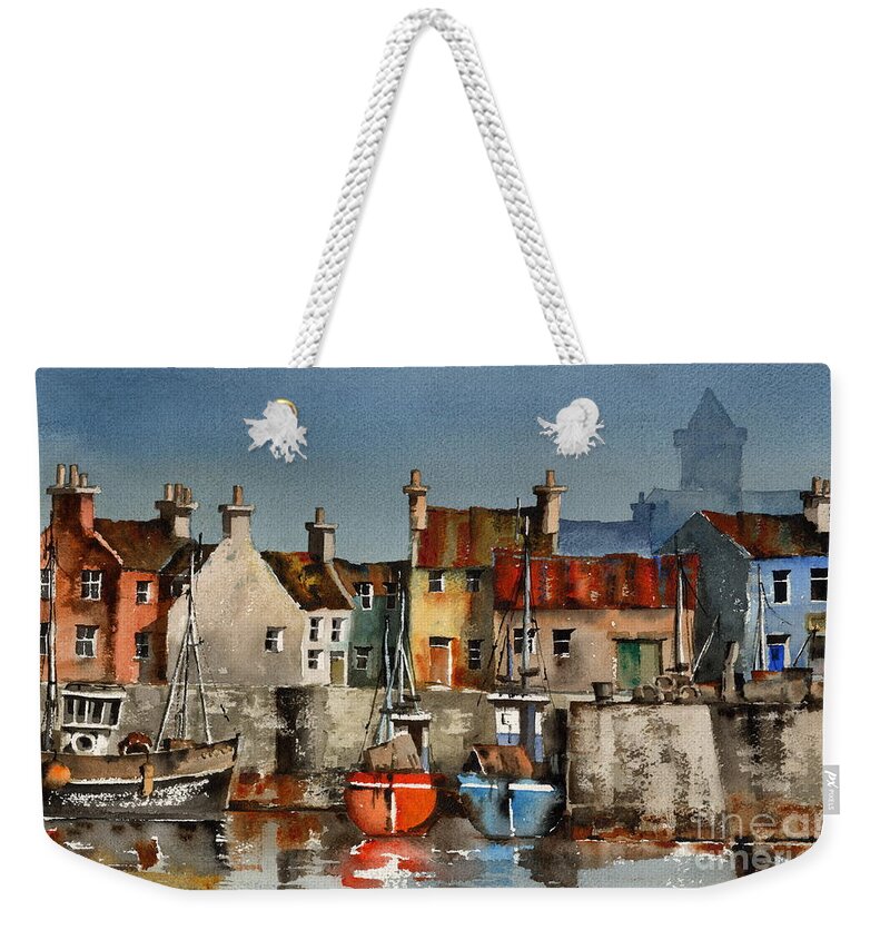Wild Atlantic Way Weekender Tote Bag featuring the painting Dingle Harbour, Kerry #3 by Val Byrne