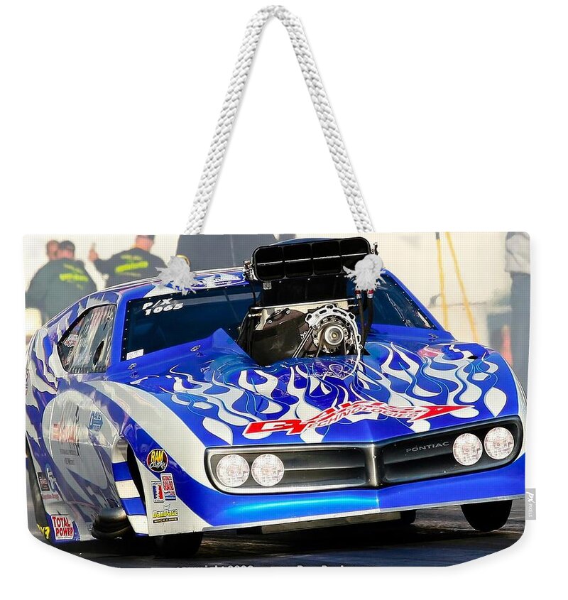 Drag Racing Weekender Tote Bag featuring the digital art Drag Racing #2 by Super Lovely