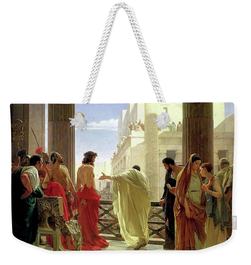 Behold The Man Weekender Tote Bag featuring the painting Ecce Homo by Troy Caperton