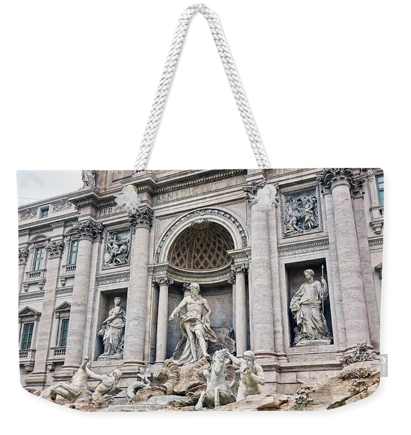 Fountain Weekender Tote Bag featuring the photograph Evening At The Trevi Fountain In Rome Italy #2 by Rick Rosenshein
