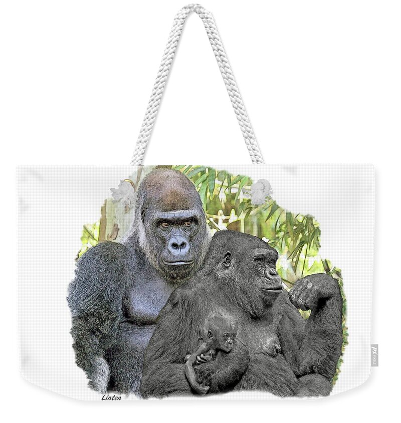 Gorilla Weekender Tote Bag featuring the digital art Family Portrait #2 by Larry Linton