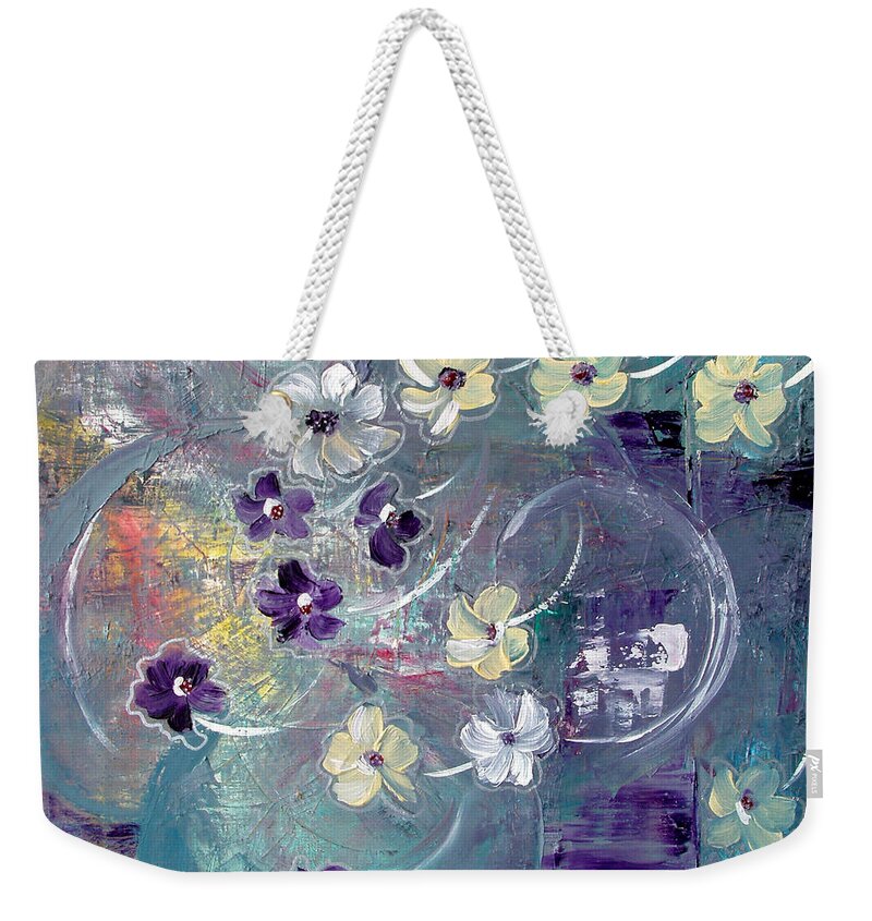 Flowers Weekender Tote Bag featuring the painting Flowers and Dreams 5 #2 by Gina De Gorna