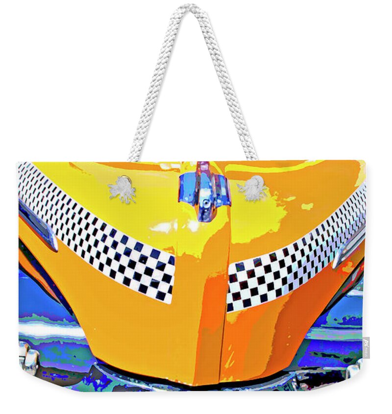 Automobile Weekender Tote Bag featuring the photograph Ford Coupe Taxicab, c. 1940's, Digital Image #2 by A Macarthur Gurmankin