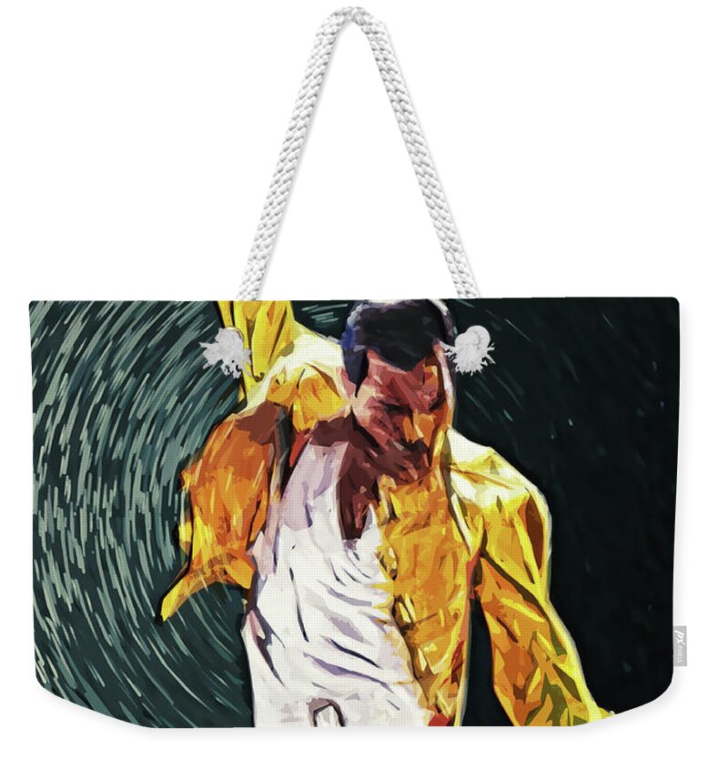 Queen Weekender Tote Bag featuring the digital art Freddie Mercury by Zapista OU