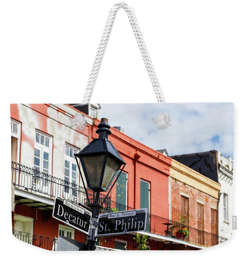 Bourbon Street Weekender Tote Bag featuring the photograph French Quarter Cityscape #2 by Raul Rodriguez
