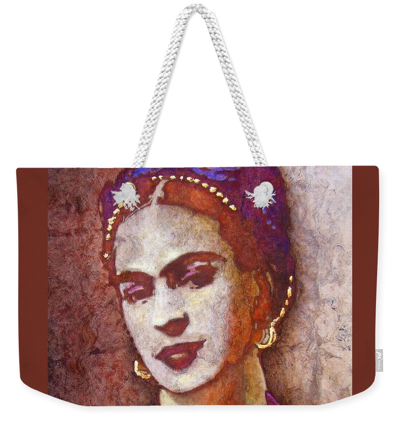 Frida Kahlo Weekender Tote Bag featuring the painting F . R . I . D . A by J U A N - O A X A C A