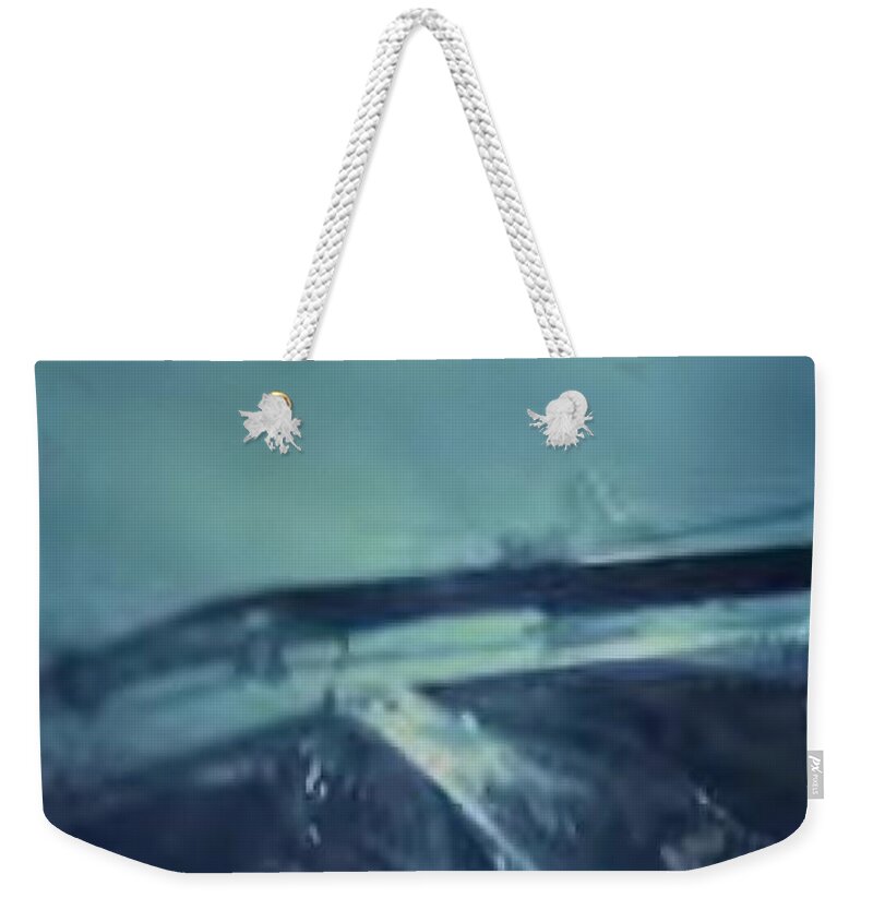 Gray Weekender Tote Bag featuring the painting Grey by Archangelus Gallery