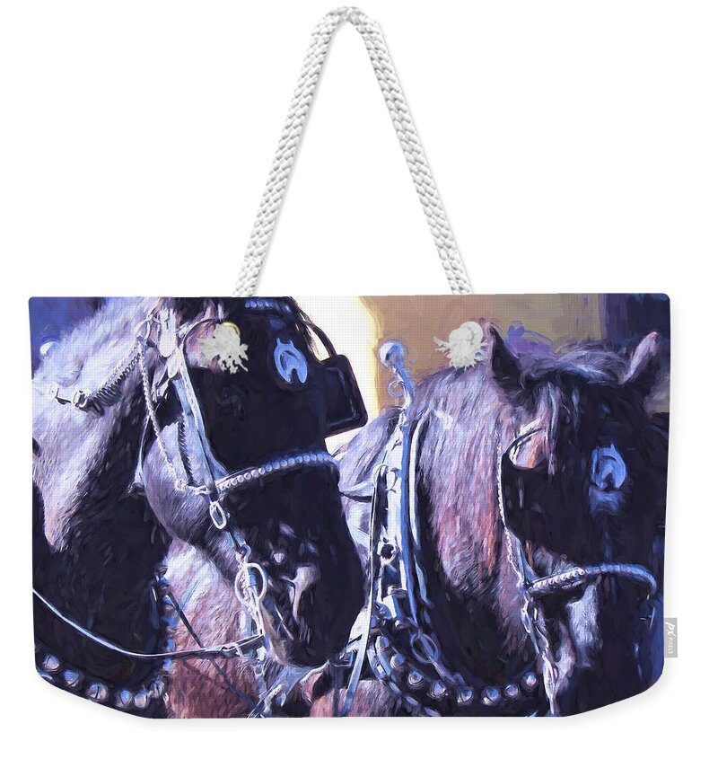 Horses Weekender Tote Bag featuring the digital art Horses #2 by Cathy Anderson