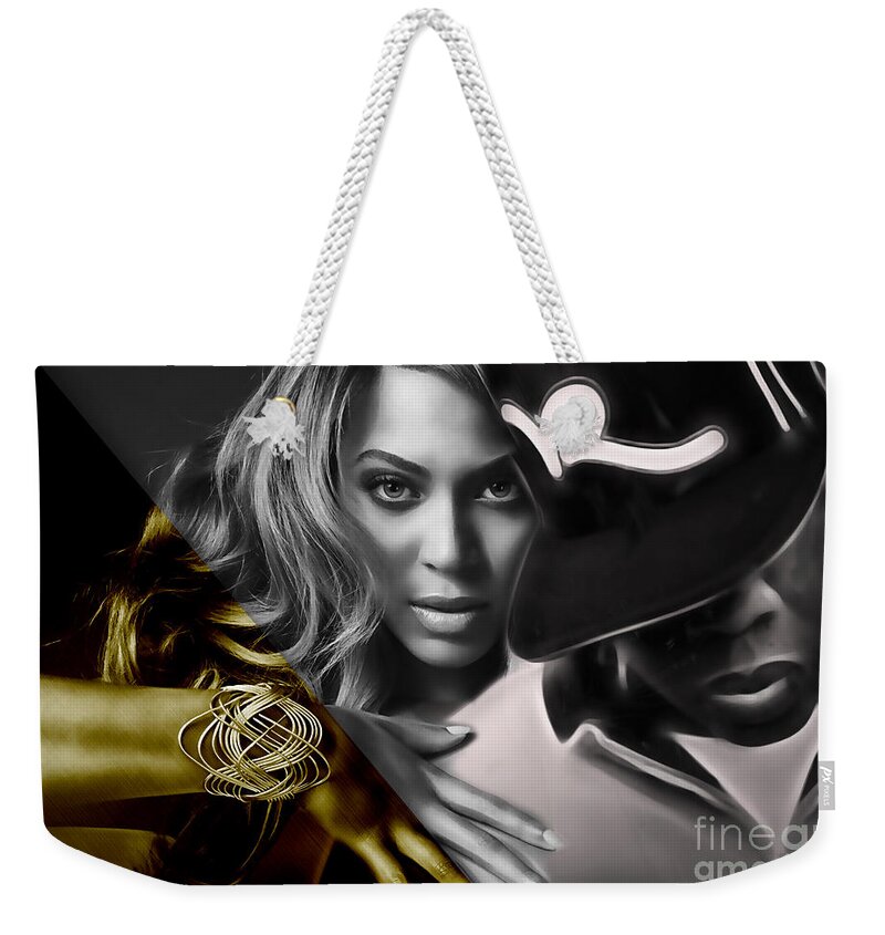 Beyonce Weekender Tote Bag featuring the mixed media Jay Z Beyonce Collection #3 by Marvin Blaine