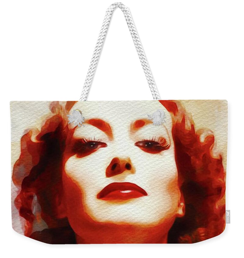 Joan Weekender Tote Bag featuring the painting Joan Crawford, Hollywood Legend #2 by Esoterica Art Agency