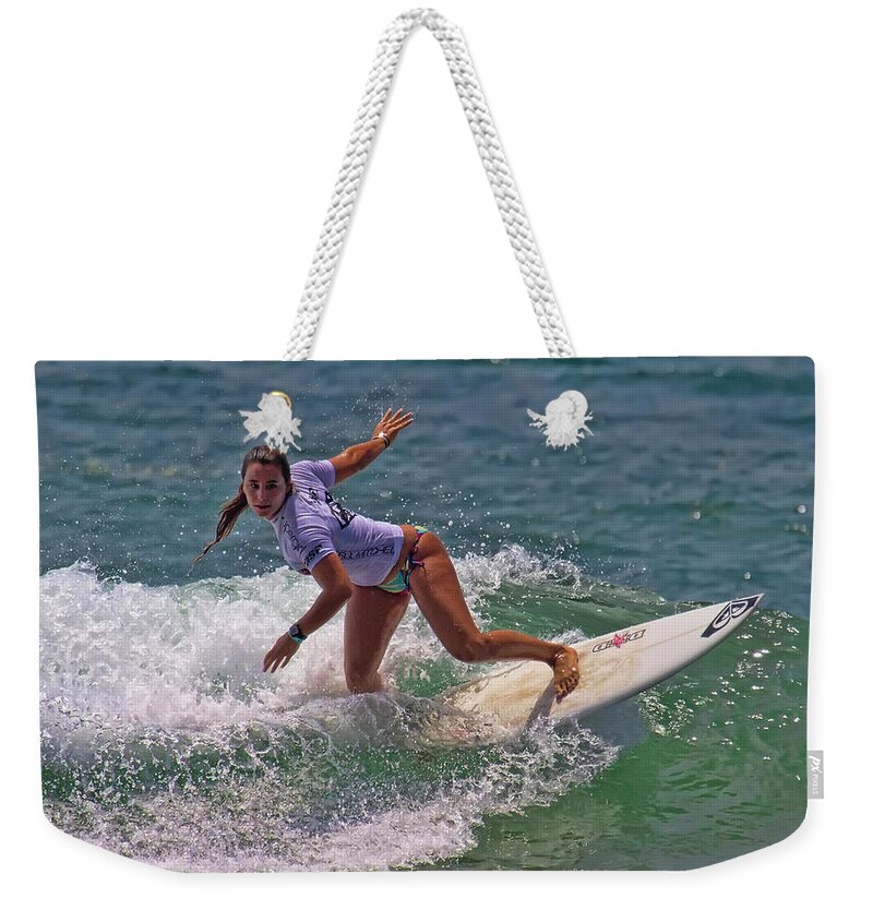 Surfers Weekender Tote Bag featuring the photograph Johanne Defay #2 by Waterdancer