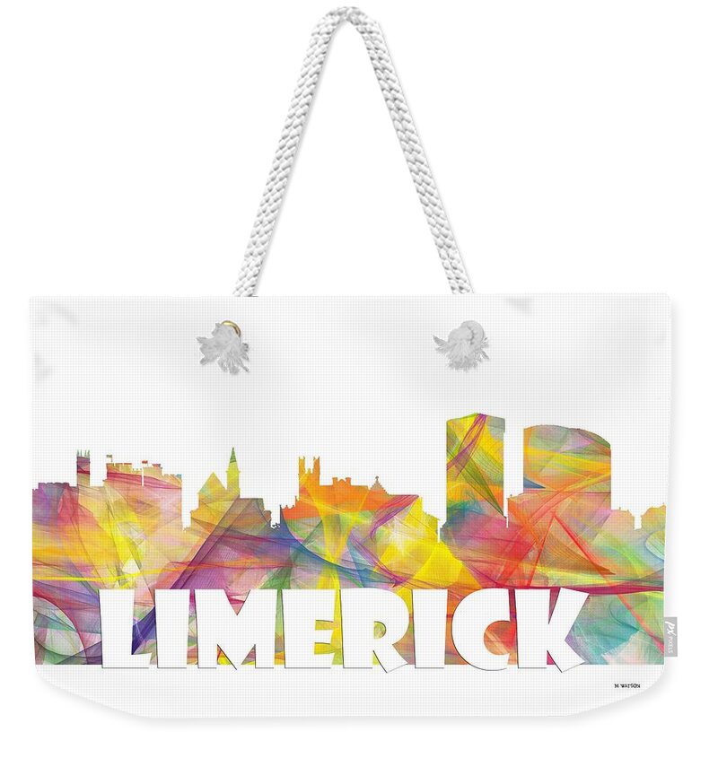 Limerick Ireland Skyline Weekender Tote Bag featuring the digital art Limerick Ireland Skyline #2 by Marlene Watson