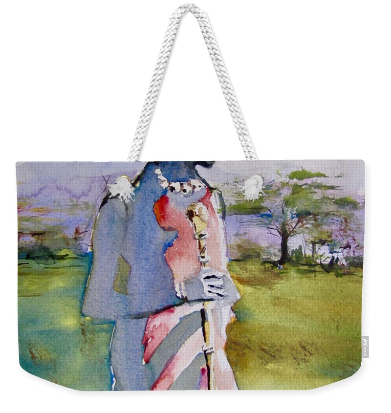 Africa Weekender Tote Bag featuring the painting Masaai Boy #2 by Carole Johnson