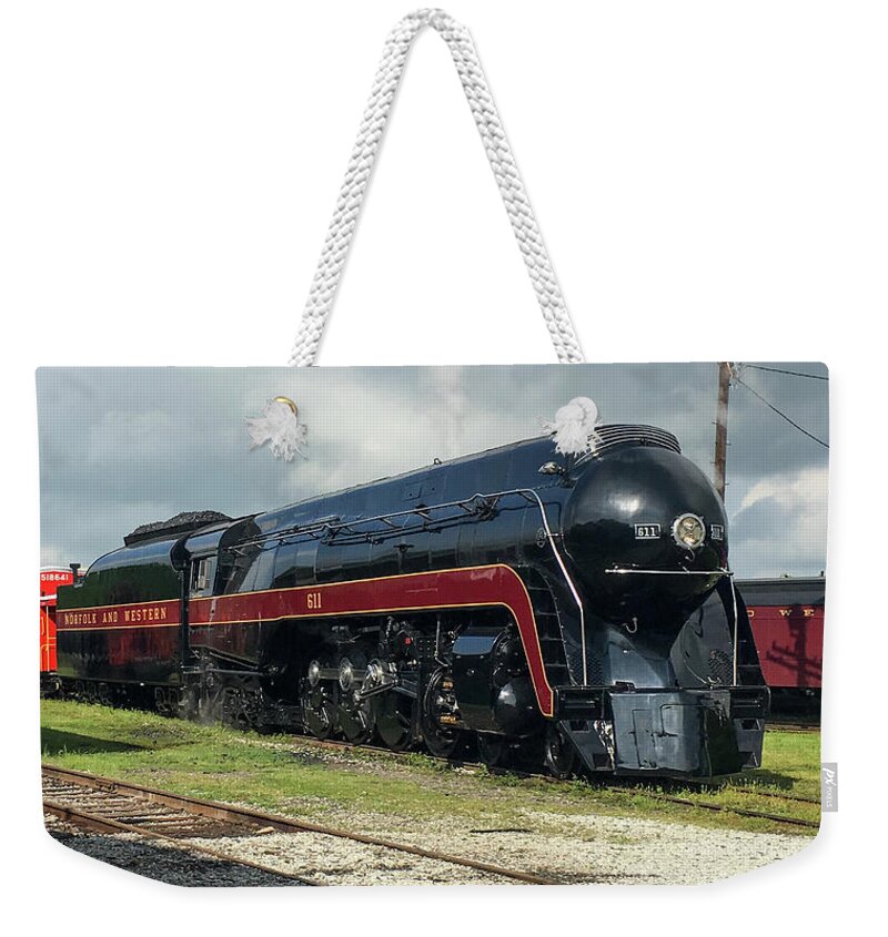 Norfolk And Western Weekender Tote Bag featuring the photograph Norfolk and Western J-Class 611 #1 by John Black