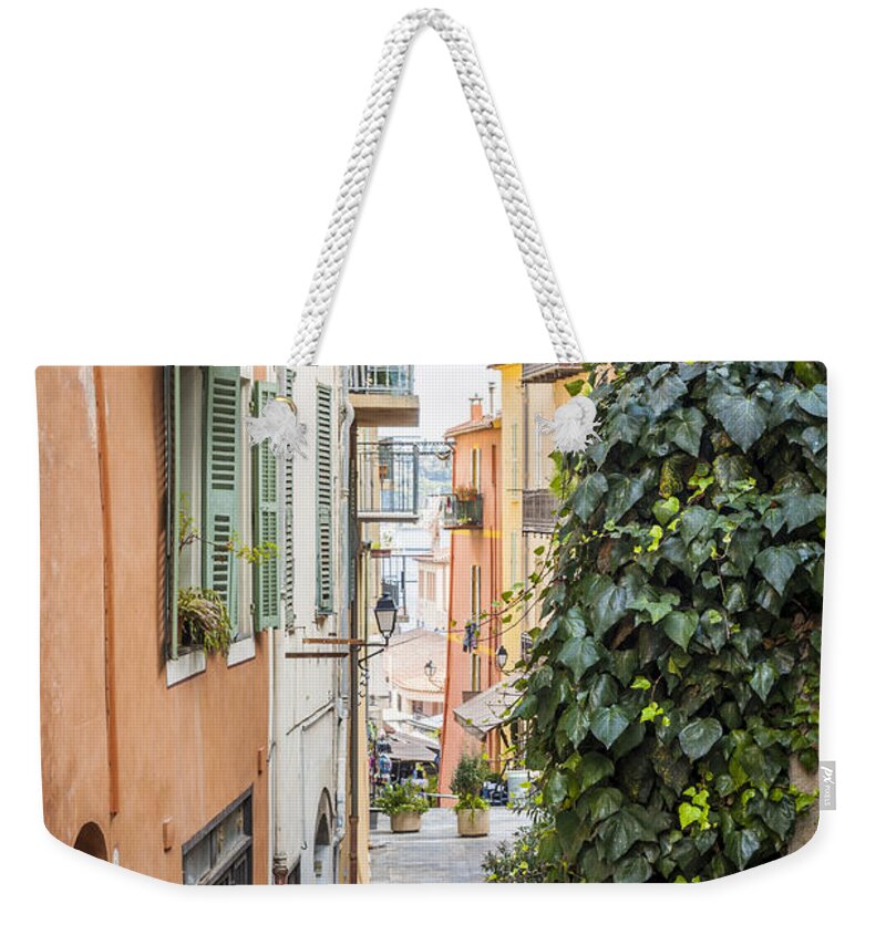 Villefranche-sur-mer Weekender Tote Bag featuring the photograph Old street in Villefranche-sur-Mer 4 by Elena Elisseeva
