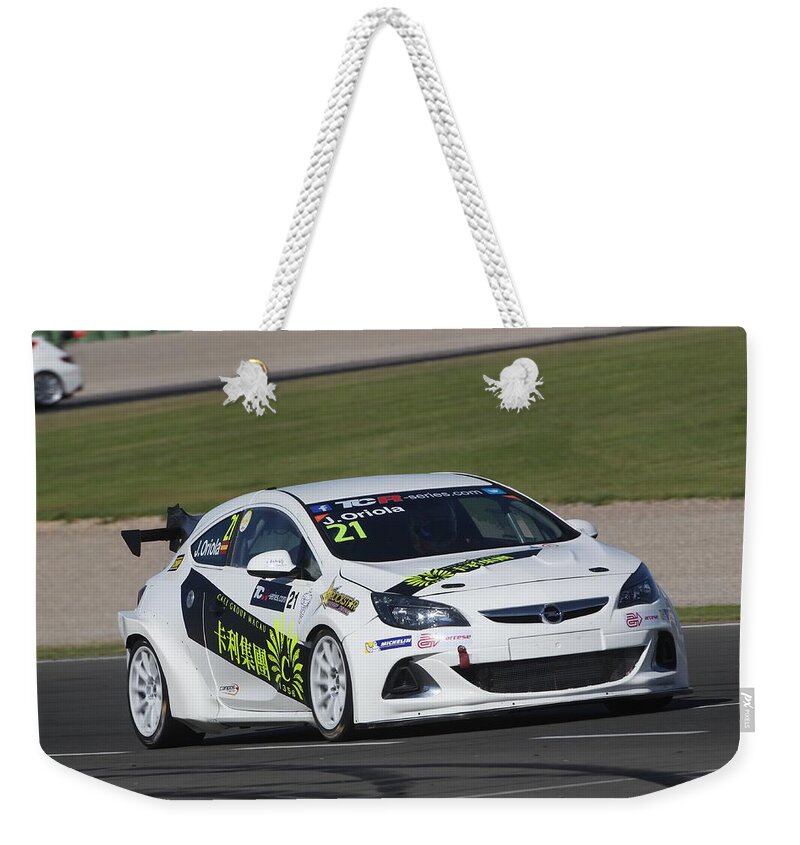 Opel Astra Weekender Tote Bag featuring the digital art Opel Astra #2 by Super Lovely