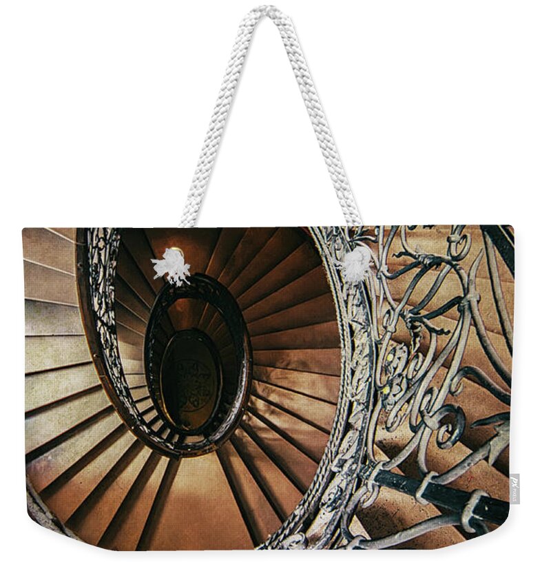 Staircase Weekender Tote Bag featuring the photograph Ornamented spiral staircase #2 by Jaroslaw Blaminsky