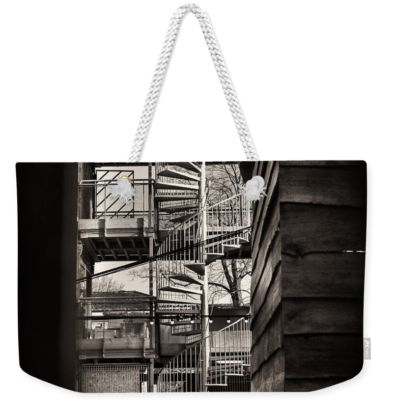 Brixton Weekender Tote Bag featuring the photograph Pop Brixton - spiral staircase - industrial style #2 by Lenny Carter