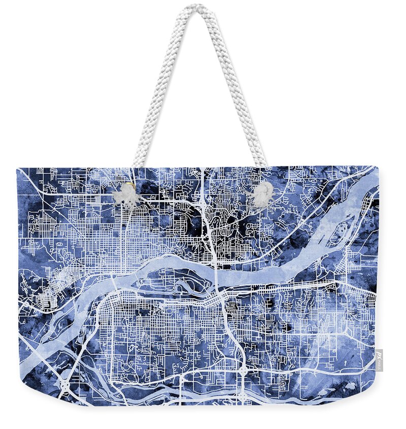 Street Map Weekender Tote Bag featuring the digital art Quad Cities Street Map #2 by Michael Tompsett